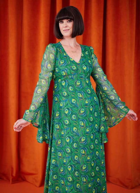 Dawn O’Porter X Joanie - Pinacolada Peacock Print Midaxi Dress