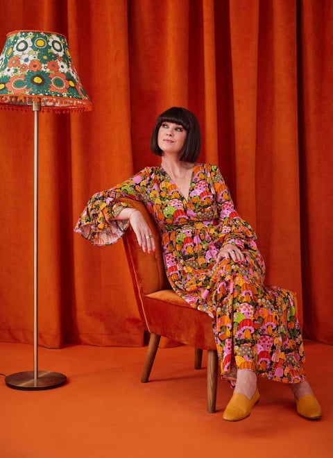 Dawn O’Porter X Joanie - Sangria Mushroom Print Ruffle Midaxi Dress